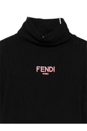 abito in cotone nero FENDI KIDS | JFB811AYMIF0GME